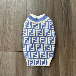Fendi Blue and White Dog Sweater